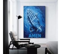 sinyumoney Blue Prayer Hands Canvas Painting Wall Art For Home Modern Decoration Large Abstract Canvas Wall Art 16x24inch(40x60cm)