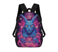 sinyumoney Blue Rabbit Fantasy Backpacks 3D Printed Kids School Backpack School Bag Fashion Rucksacks for Boys Elementary And Middle School Students 17inch