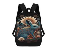 sinyumoney Blue Rabbit with Lotus Flowers Backpack School Work Business College School for Men, Women & Teenage Boys 17inch