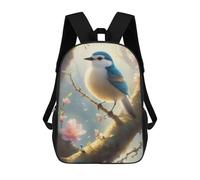 sinyumoney Blue Robin 3D Printed 17inch Kids School Backpack School Bag Fashion Rucksacks for Boys Elementary And Middle School Students