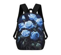 sinyumoney Blue Rose Bouquet 12x18 School Backpack Fashion Stationery Backpack Waterproof Casual Daypacks for Camping Outdoor Adventures And Daily Travel 17inch