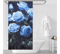 sinyumoney Blue Roses Flower Bouquet Shower Curtain for Bathroom Washable Waterproof Cloth Fabric Shower Curtain Anti Mould for Stalls Bathtubs 35.43x70.87Inch（90x180cm）