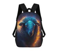 sinyumoney Blue Sheep with Fiery Mane 3D Printed School Bag Children's School Backpack Schoolbags Travel Backpacks Casual Fashion Bag for Kids School Students 17inch