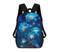 sinyumoney Blue Starlight Flower Children's School Backpack 3D Printed for Kids Travel Rucksacks Book Bags Kids School Bag 17inch