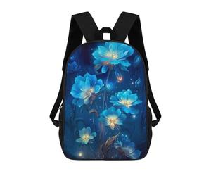 sinyumoney Blue Starlight Flower Children's School Backpack 3D Printed for Kids Travel Rucksacks Book Bags Kids School Bag 17inch