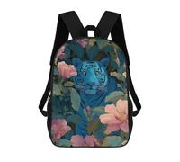 sinyumoney Blue Tiger in Floral Jungle School Bags Water Resistant Travel Backpack Computer Bag for Teenage Girls Boys Women Men 17inch