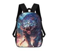 sinyumoney Blue Tiger Roar Backpack School Backpack Kids School Bag Large Capacity Kids Backpack for School Rucksack 3D Book Bag Gifts for Kids 17inch