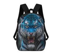 sinyumoney Blue Tiger Roar Kids School Backpack 3D Printed Backpacks Fashion School Bag Rucksacks for Boys Elementary And Middle School Students 17inch