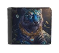 sinyumoney Blue Tiger with Crown 3D Print Men's Wallet ID Window Coin RFID Blocking Stylish Slots Note Section Wallets Youth Guys 11.7cm*9.5cm