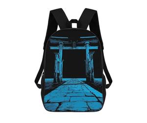 sinyumoney Blue Torii Gate And Stone Path Rucksack Lightweight Casual Daypack School Backpacks- Perfect for Travel, Work And Daily Use 17inch