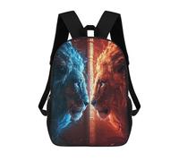 sinyumoney Blue Vs Red Lions Epic Battle 3D Printed Children's 17 Inch Backpacks 3D Printed Casual School Bag for Boys Elementary And Middle