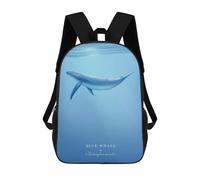 sinyumoney Blue Whale 3D Printed Kids School Bag Rucksacks Children's School Fashion Casual Back Pack High Capacity Travel Book Bags Backpack for Kids 17inch