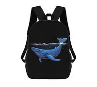 sinyumoney Blue Whale Backpacks Kids School Backpack School Bag 3D Printed School Bag for Boys Elementary And Middle School Students 17inch