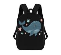 sinyumoney Blue Whale Cute Kids Whale Backpack School Bag High Secondary School Bags Casual Backpack for Campus Outdoor Travel Sports 17inch