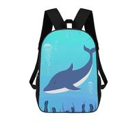 sinyumoney Blue Whale Illustration Children's School Backpack Fashion Casual Children's Backpacks 3D Printed School Bags Boy Large Backpack 17inch