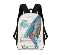 sinyumoney Blue Whale in The Bath 3D Printed Children's School Backpack for Kids High Capacity Travel Rucksacks Book Bags Kids School Bag Back Pack 17inch
