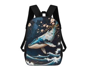 sinyumoney Blue Whale Kintsugi Art Backpack School Bag Large Water Resistant Laptop Backpack for Teenage Girls Boys Women Men 17inch