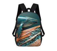 sinyumoney Blue Whale Kintsugi Art Backpacks Kids School Backpack School Bag 3D Printed School Bag for Boys Elementary And Middle School Students 17inch