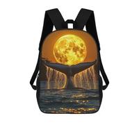 sinyumoney Blue Whale Tail Moon Humpback Whale Backpack School Bag Travel College Rucksack Backpacks for Men, Women & Teenage Boys 17inch