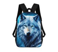 sinyumoney Blue Wolf Moonlit Portrait School Bags Large Lightweight Casual Backpack for Camping Outdoor Adventures And Daily Travel 17inch