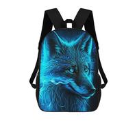 sinyumoney Blue Wolf Mystical Aura School Bag Backpack Teen Schoolbag 3D Printing Adjustable Schoolbag Fashion Pocket Bag for Kids Boys Girls Students And Teenagers Fans 17inch