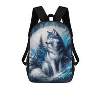 sinyumoney Blue Wolf Portrait Children's School Backpack Fashion Casual Children's Backpacks 3D Printed School Bags Boy Large Backpack 17inch