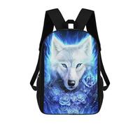sinyumoney Blue Wolf with Roses School Bags Business Laptop Rucksack Bag Unisex Casual Daypack for Camping Outdoor Adventures And Daily Travel 17inch