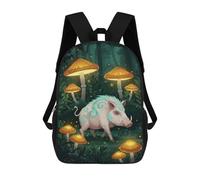 sinyumoney Boar in Enchanted Mushroom Forest Backpacks Kids School Backpack School Bag 3D Printed School Bag for Boys Elementary And Middle School Students 17inch