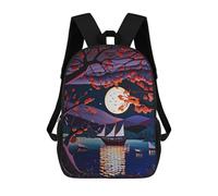 sinyumoney Boat in Moonlight Kids' Backpack 3D Printing School Bag Boys Cool Daypacks Casual Knapsack Fun Back Bag for Kids And Teenager 17inch