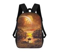 sinyumoney Boat on A Starry Lake Backpack School Backpack Kids School Bag Large Capacity Kids Backpack for School Rucksack 3D Book Bag Gifts for Kids 17inch
