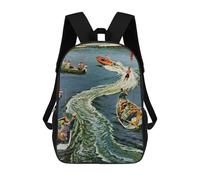 sinyumoney Boats Kids' Backpack 3D Printing School Bag Boys Cool Daypacks Casual Knapsack Fun Back Bag for Kids And Teenager 17inch