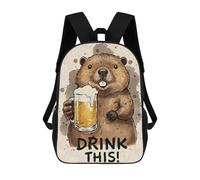 sinyumoney Bober Beaver with Beer - Drink This! Children's Backpacks School 3D Printed Bag Bookbag for Kids Travel Rucksacks Boy Girl Book Bags Kids School Bag 17inch
