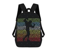 sinyumoney Bodybuilding Retro 3D Printed 17 Inch School Backpack Casual Children's Backpacks 3D Printed for Boys Elementary And Middle
