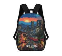 sinyumoney Bogota Colombia Cityscape Rainy Night Backpacks Kids School Backpack School Bag 3D Printed Fashion School Bags for Boys Elementary And Middle School Students 17inch