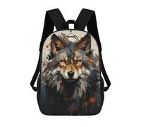 sinyumoney Boho Wolf Portrait Backpacks Kids School Backpack School Bag 3D Printed School Bag for Boys Elementary And Middle School Students 17inch