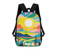 sinyumoney Bold Landscape Iowa Art Children's Backpack, 17 Inch 3D Printed School Backpack, Backpack Cartoon Adjustable School Bag for Primary School