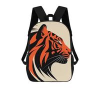 sinyumoney Bold Tiger Vector Portrait in Red And Black Design Backpack School Secondary Causal Travel High School Bags for Boys/Girls/Teenagers 17inch