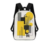 sinyumoney Bold Yellow & Black Geometric Abstract Minimalist Art Children's Backpack, 3D Printed School Backpack, Backpack for Boys Girls, Adjustable School Bag for Primary School 17inch