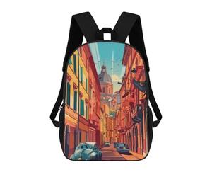 sinyumoney Bologna Street in Italy Kids School Backpack School Bag 3D Printed School Bag for Boys Elementary And Middle School Students 17inch