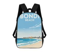 sinyumoney Bondi Beach Illustration School Bag 3D Printed Children's School Backpack Casual Fashion Travel Backpacks for Kids School Students 17inch