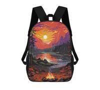 sinyumoney Bonfire By The Lake Children's Backpacks School Backpack 3D Printed for Kids Travel Rucksacks Book Bags Kids 17inch School Bag