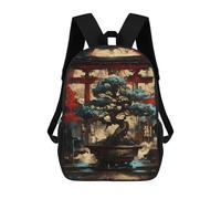 sinyumoney Bonsai Tree And Torii Gate School Backpack 3D Printed Children's 17inch Backpacks Bag Bookbag for Kids Boy Girl Book Bags Kids School Bag Travel Rucksacks