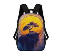 sinyumoney Bonsai Tree Sunset School Bag Backpack Teen Schoolbag 3D Printing Adjustable Schoolbag Fashion Pocket Bag for Kids Boys Girls Students And Teenagers Fans 17inch