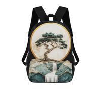 sinyumoney Bonsai Tree Waterfall Art Print School Backpack Large School Backpack for Boys for Campus Outdoor Travel Sports 17inch