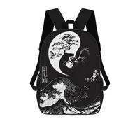 sinyumoney Bonsai Tree Yin And Yang Backpack 3D Printed Children's School Backpack Kids Travel Backpacks High Capacity Book Bags Children's Backpack Rucksack 17inch