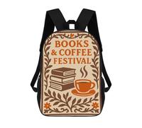 sinyumoney Books & Coffee Festival Illustration School Bags Work Laptop Backpack Rucksack Bag for Camping Outdoor Adventures And Daily Travel 17inch