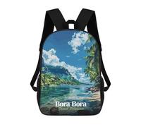 sinyumoney Bora Bora French Polynesia Landscape Backpack 3D Printed Children's School Backpack Kids Travel Backpacks High Capacity Book Bags Children's Backpack Rucksack 17inch