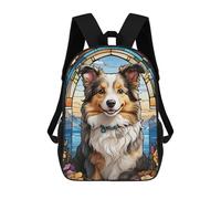 sinyumoney Border Collie 3D Printed 17inch Kids School Backpack School Bag Fashion Rucksacks for Boys Elementary And Middle School Students
