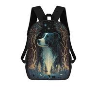 sinyumoney Border Collie Dog Forest School Backpack Rucksack Casual Daypacks School Work Travel Bag for Camping Outdoor Adventures And Daily Travel 17inch