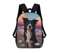 sinyumoney Border Collie in Wildflower Field -1 School Backpack Lightweight Schoolbag Dayback Bookbag College for Camping Outdoor Adventures And Daily Travel 17inch